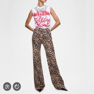 NWT Alice + Olivia Leopard Print Wide-Leg Wezzy Jeans size 30